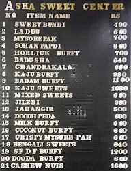 Asha Sweets Centre menu 1