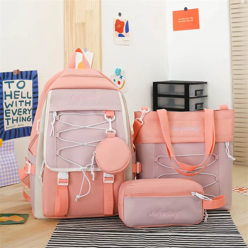 3-delige schooltas studenten rugzak set tas, lunchbox en etui Sterk en ruim voor boeken en schoolspullen