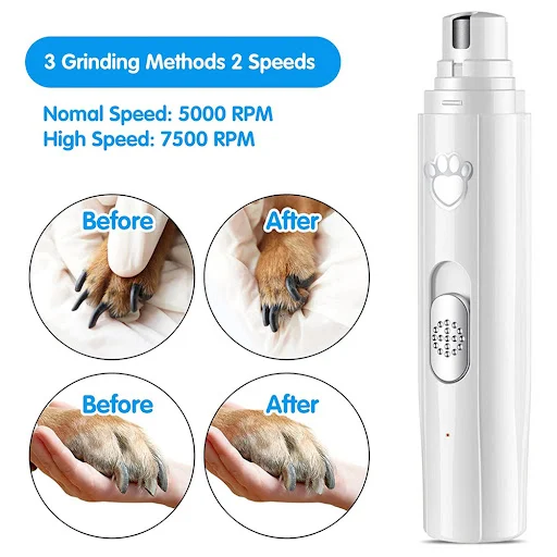 Electric Pet Nail Grinder Low-Noise LED Light Cat Dogs Nail Clippers USB Rechargeable Paws Nail Cutter Pet Grooming Trim
