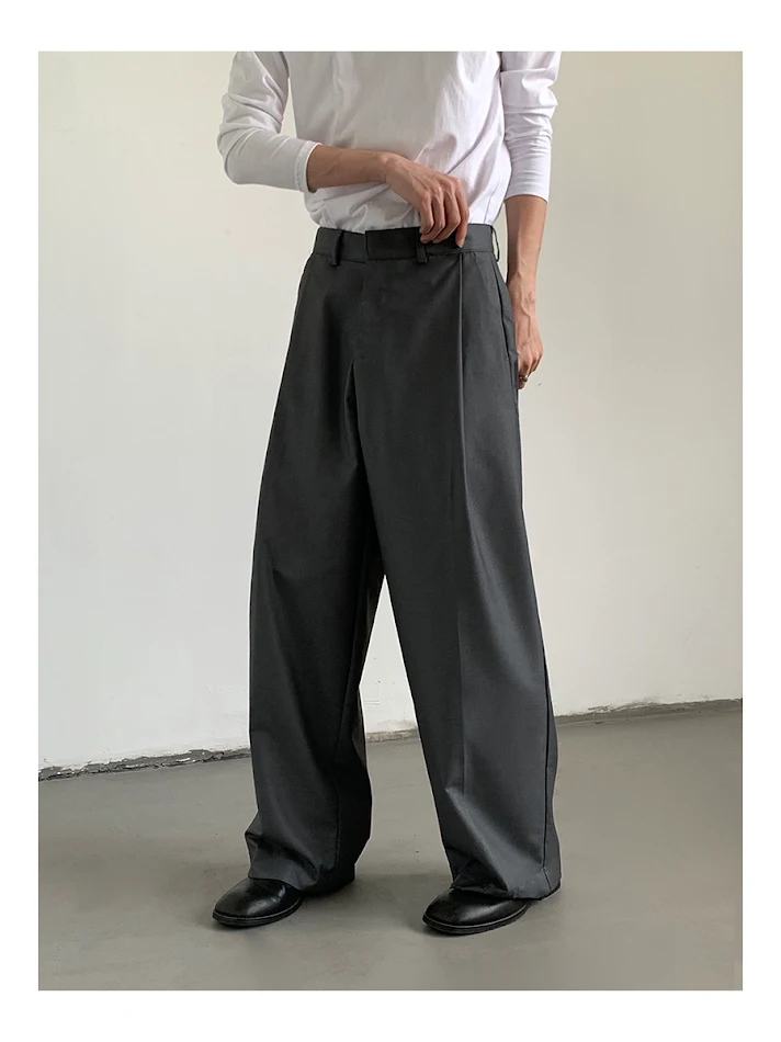 Calças folgadas retas masculinas Gray Tears Design Sense. Conforto e estilo em calças modernas, perfeitas para um visual casual e despojado para homens.