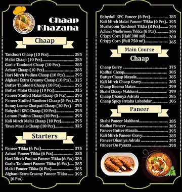 Chaap Khazana menu 