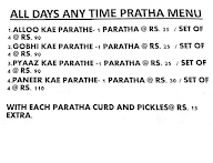 The Paratha House menu 1