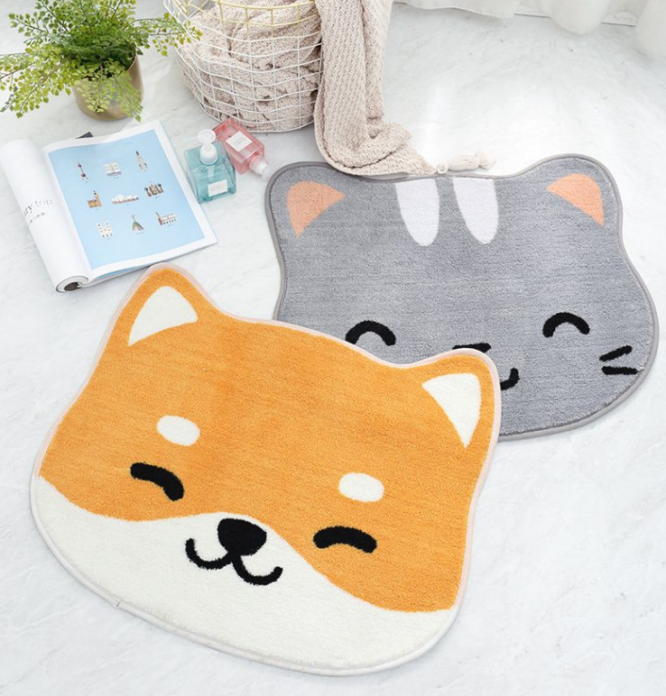 Tapis japonais en forme d'animal, floqués, absorbants et antidérapants, pour salle de bain, toilettes et porte, usage domestique.