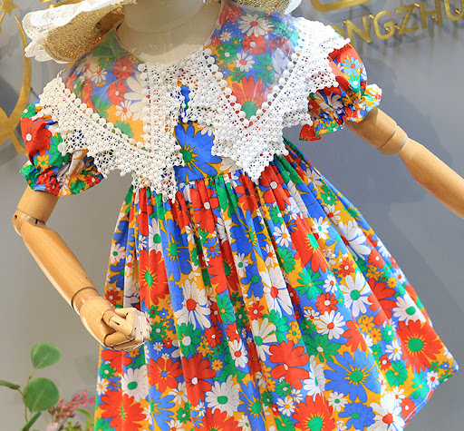 Title 4, Baby Girl Princess Lace Large Lapel Floral Dres...