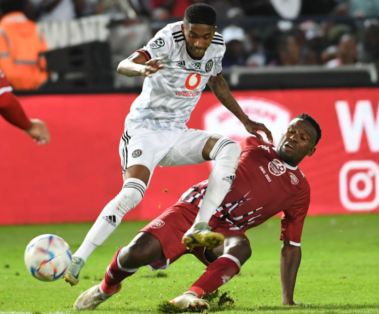 Monnapule Saleng of Orlando Pirates during the Nedbank Cup final match against Sekhukhune United at Loftus Versfeld Stadium on May 27, 2023 in Pretoria, South Africa.