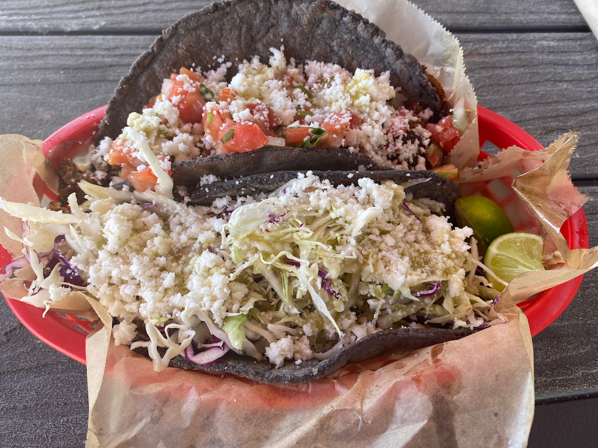 Shrimp taco and spicy fish taco -- Yum!