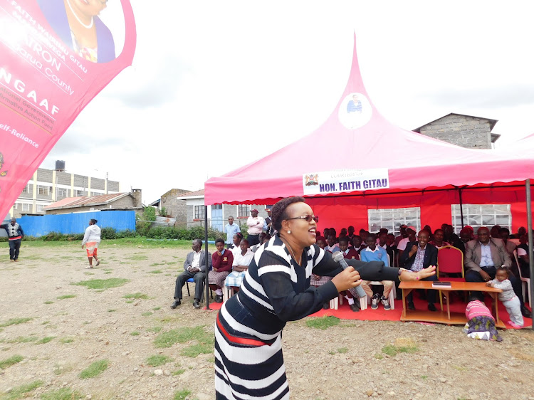 Nyandarua Woman Representative Faith Gitau in Ol Kalou on Tuesday May 14, 2019