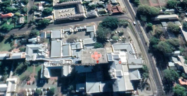 The helipad at Paarl Hospital where a helicopter yawed out of control on February 19 2022.