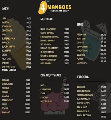 4 Mangoes menu 