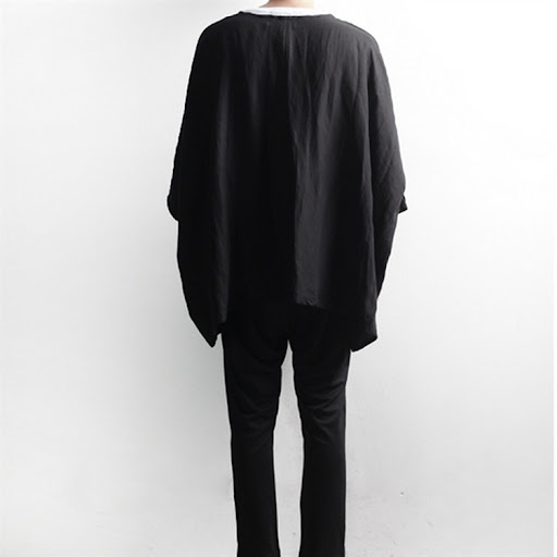 Title 3, Dark mens linen cropped doll sleeve cardigan. ...