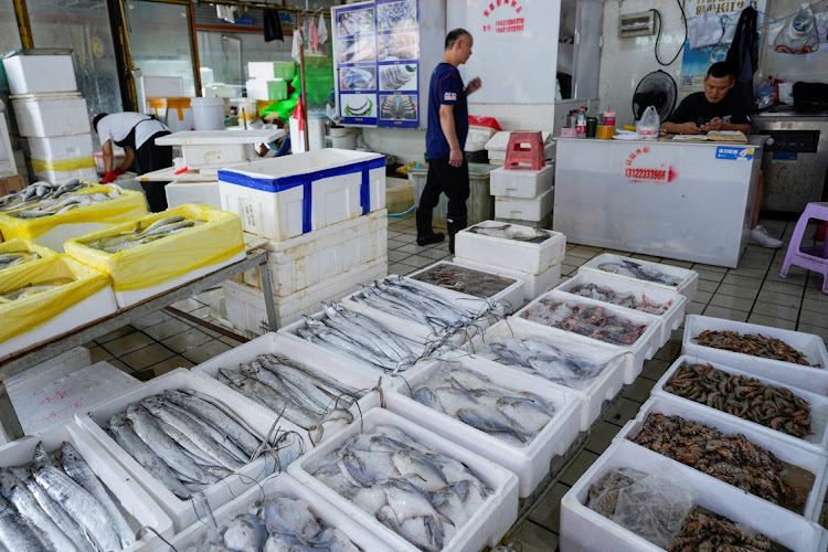 Seafood products at a seafood market in Shanghai, China. Picture: ALY SONG