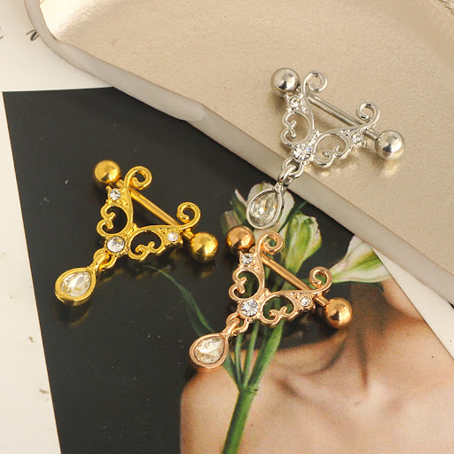 Title 7, Stainless steel pin nipple piercing. Body jewel...