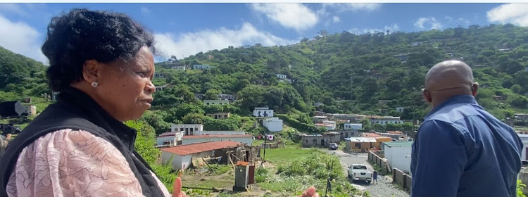 Port St Johns mayor Nomvuzo Mlombile-Cingoare and co-operative governance and traditional affairs MEC Xolile Nqatha overlooking the Green Farm area which was the worst affected.