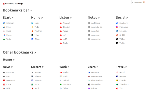 Bookmarks Startpage