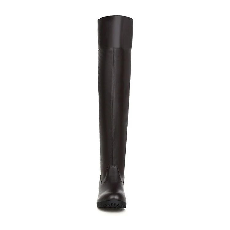 Damen Overknee-Stiefel mit Stretch und Blockabsatz