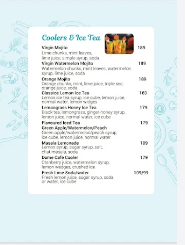 The Dome Cafe menu 