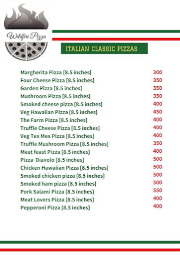 Wildfire Pizza menu 