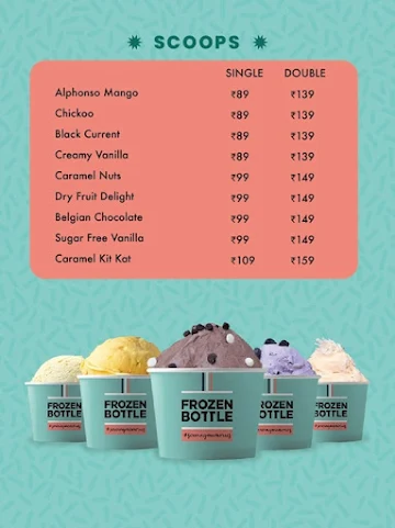 Frozen Bottle - Milkshakes, Desserts And Ice Cream menu 