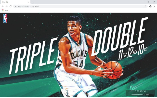 Giannis Antetokounmpo NBA New Tab