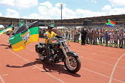 ANC supporters ride motorbikes at the January 8 celebrations held in Mangaung, Free State.