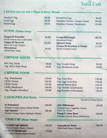 Tulsi Cafe Rishikesh menu 