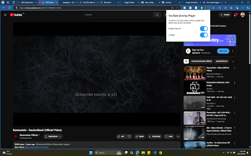 YouTube Overlay Player