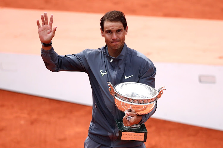 Spain's Rafael Nadal celebrates with the trophy after his final match against Austria's Dominic Thiem at Roland Garros, Paris, France on June 9, 2019.