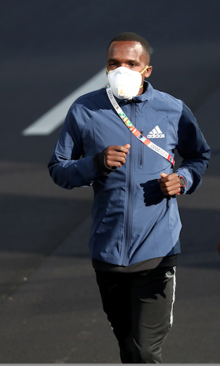 World bronze medallist Amos Kirputo warms up before the Tokyo Marathon two weeks ago