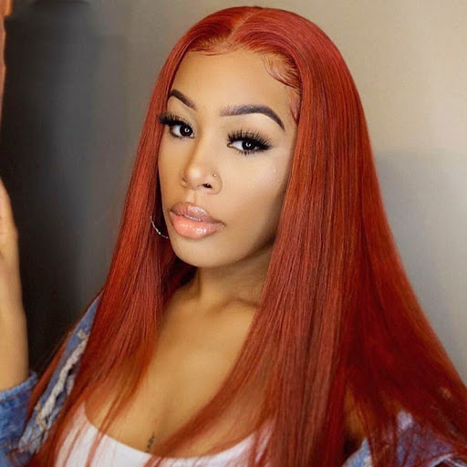 Title 5, Dark Orange Straight Headgear Wig for an eye-ca...