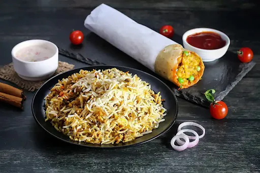 Chicken Biryani + Chicken Rolls