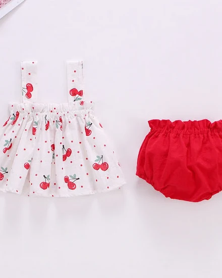 Baby Girls Sunflower Print Sling Set Sleeveless Clothes S... - 0