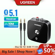 [Mã Elbmo12 Giảm 12% Đơn 500K] Ugreen Thiết Bị Nhận Tín Hiệu Bluetooth 5.1 Aptx Hd / 5.0 3.5Mm Cho Xe Ô Tô