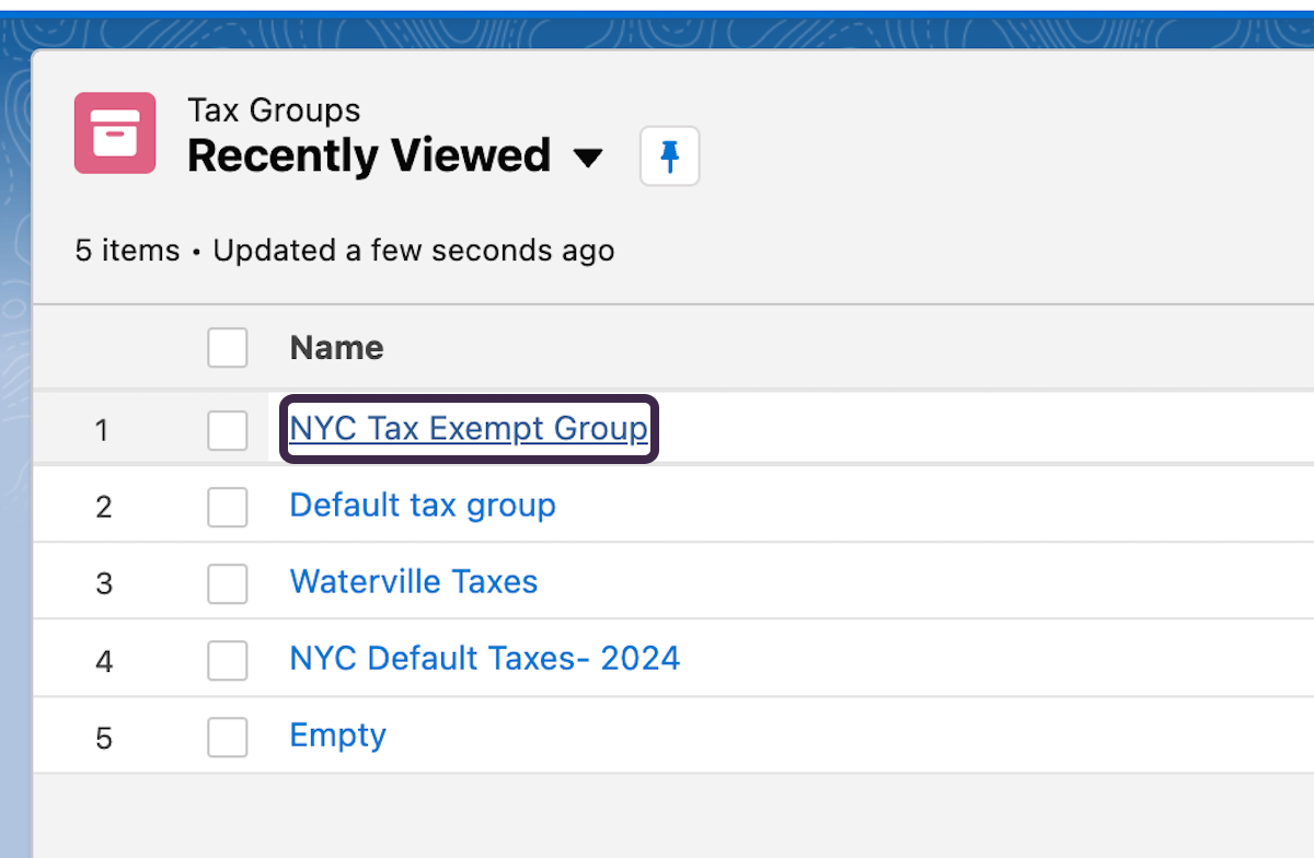 Click on a Tax Group