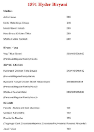 1591 Hyder Biryani menu 1