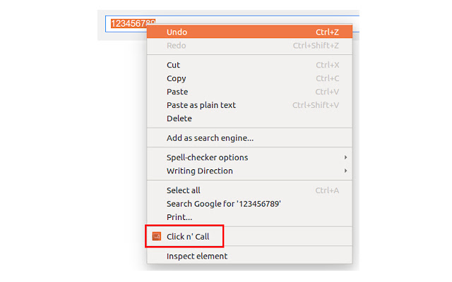 Click n Call chrome extension
