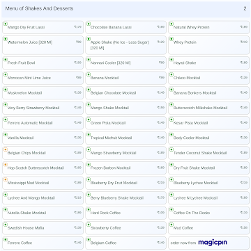 Shakes And Desserts menu 