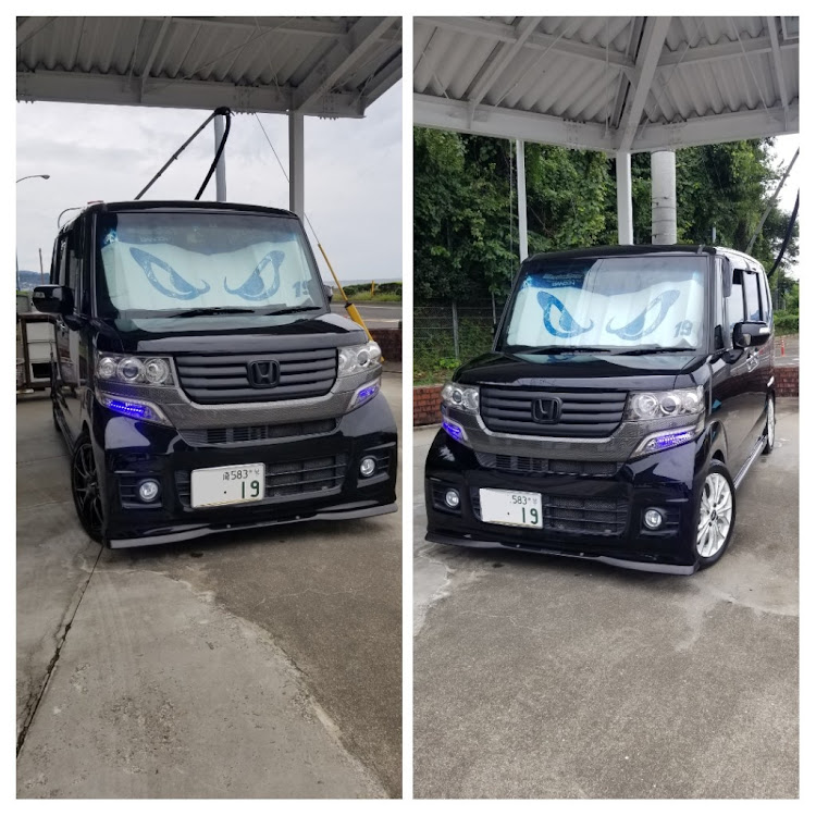NボックスカスタムのNBOXカスタム・左右非対称ホイール・JF1・ウェッズホイール・洗車に関するカスタム事例の投稿画像1枚目