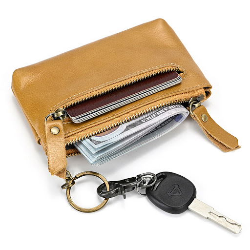 Title 6, Retro Crazy Horse Leather Coin Purse With Key R...