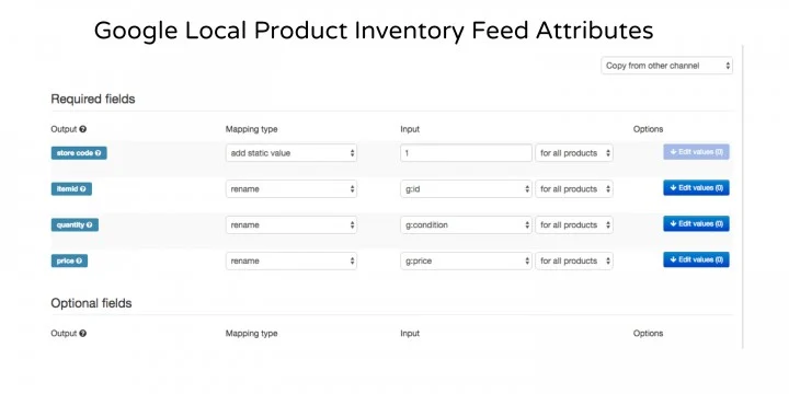 google shopping local feed attributes