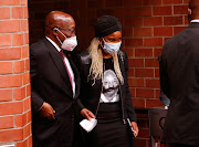 Jacob Zuma with his daughter Duduzile Zuma-Sambudla after appearing in the high court in Pietermaritzburg on  October 26 2021. 