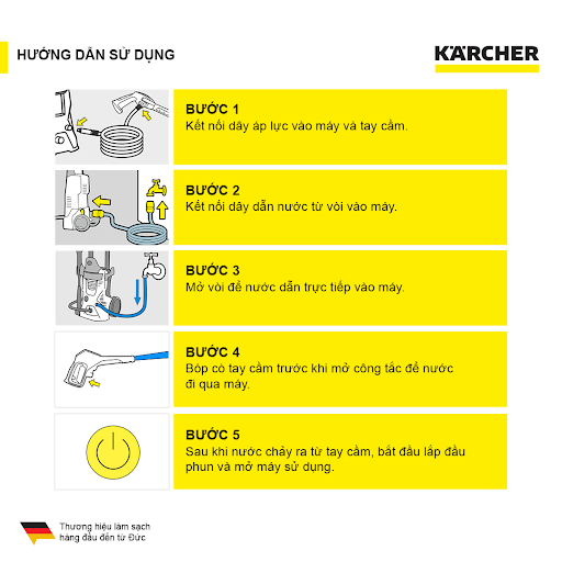 Máy xịt rửa áp lực cao Karcher K 2 Power Control Car & Home, máy rửa xe áp lực mạnh đến 110 bar, dây áp lực 5 mét