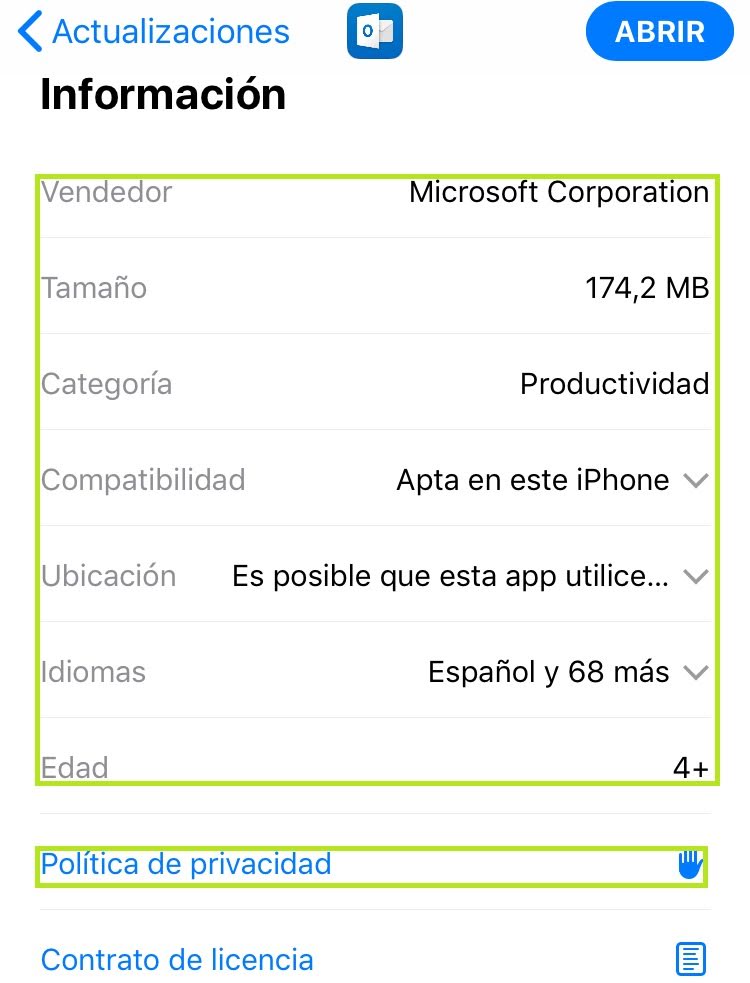 Informacion y privasidad app