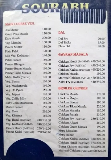 Sourabh menu 