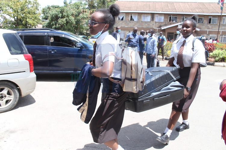 Buruburu Girls students leaving the school compound.