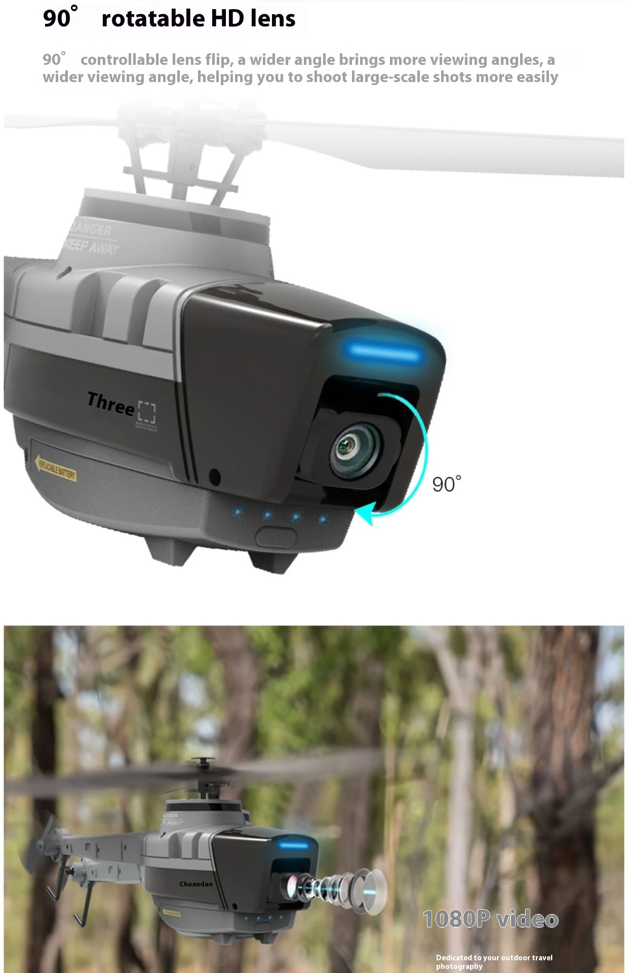 Title 8, Black Bee UAV Camera Remote Control Four-way Si...