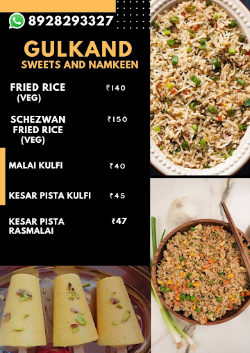 Gulkand Sweets and Namkeen menu 