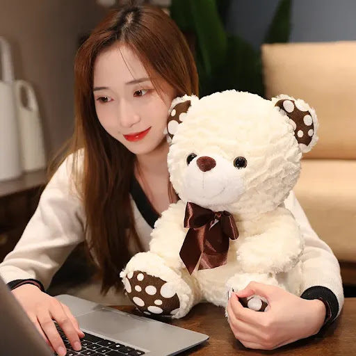 Title 12, Seated Polka Dot Teddy Bear Doll Plush Toy. Sof...