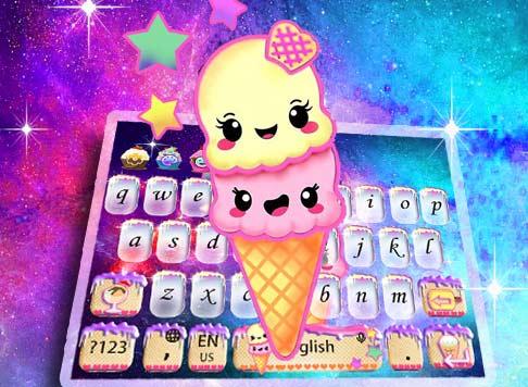 Neon shining Galaxy-cream Keyboard Theme