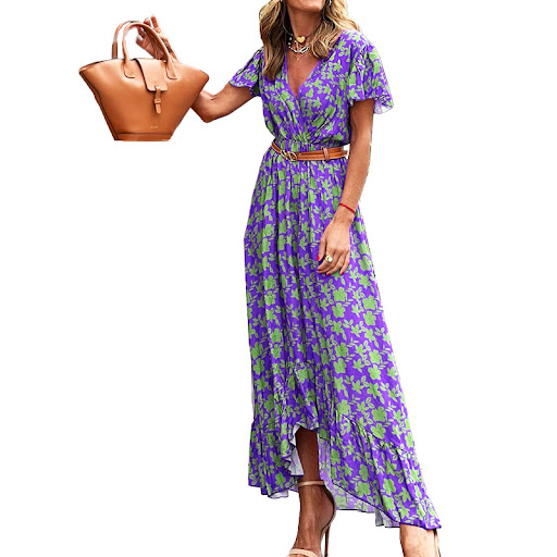 Title 13, Fashion Printed V-neck Casual Irregular Dress