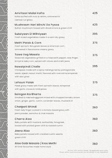 Punjab Bistro menu 